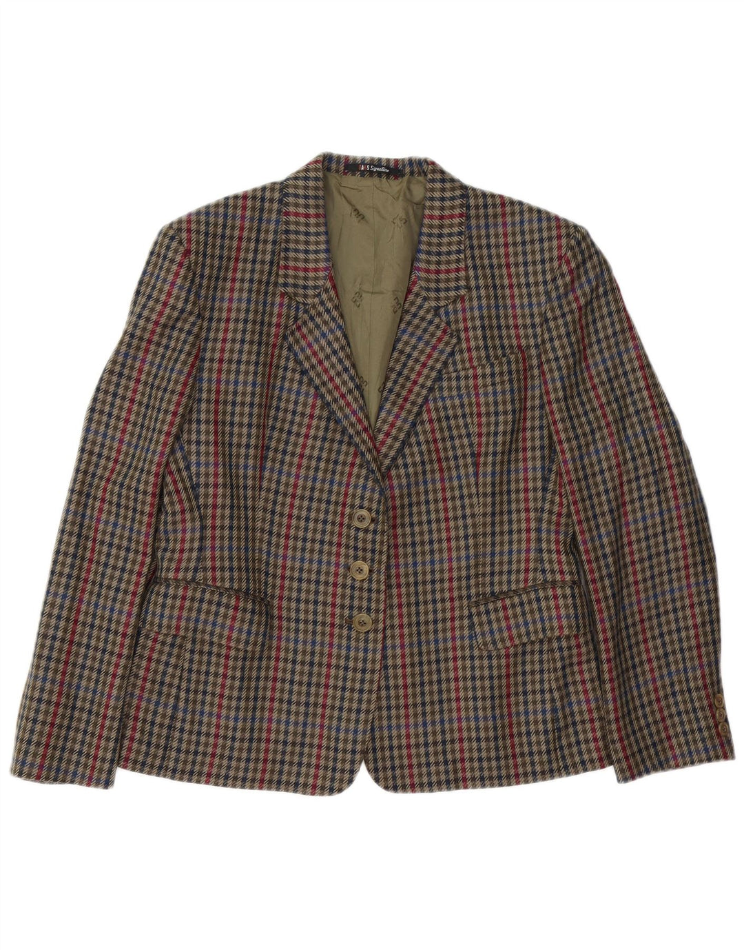 Giacca blazer a 3 bottoni da donna DAKS UK 14 medio a quadri multicolore