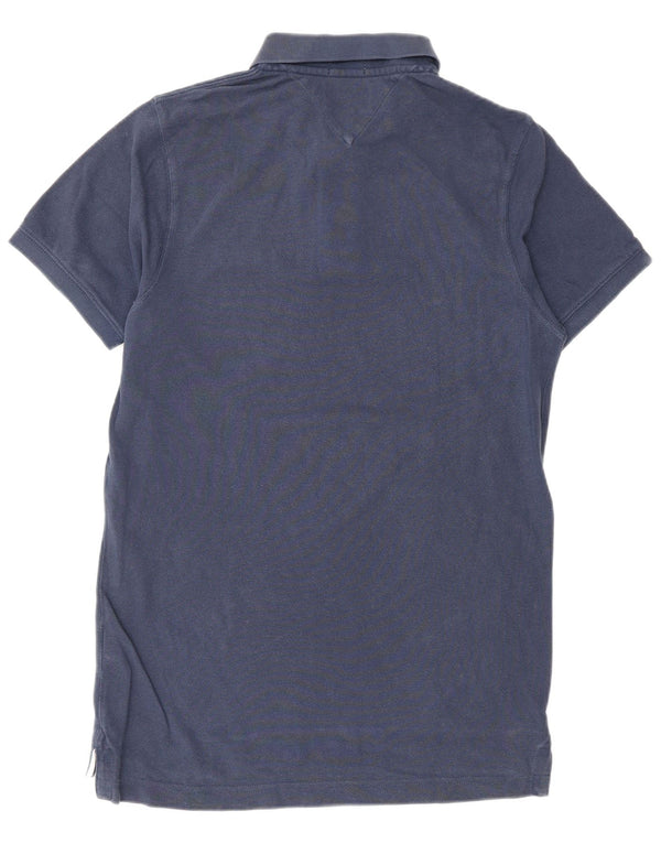 Polo alta da uomo Tommy Hilfiger media cotone blu navy
