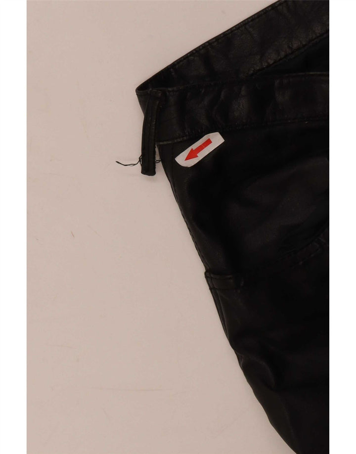 Pantaloni in pelle da donna vintage W27 L32 Nero