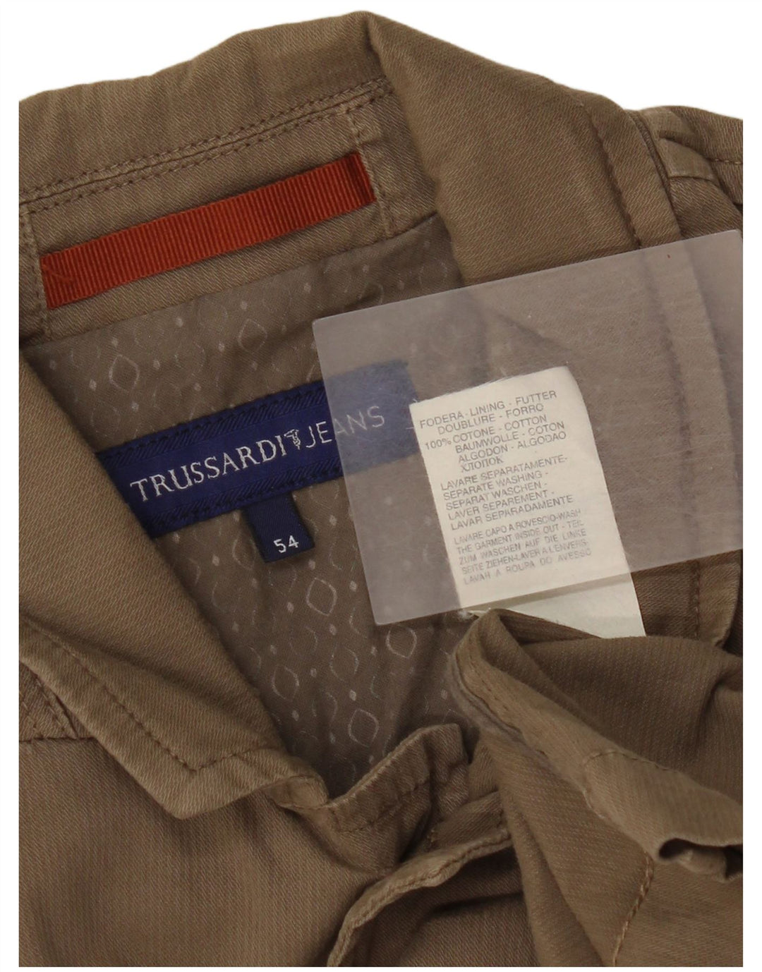 Giacca Utility Uomo Trussardi Jeans IT 54 2XL Cotone Beige