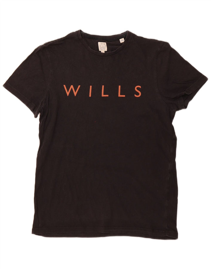 JACK WILLS T-shirt grafica da uomo Top piccola in cotone nero