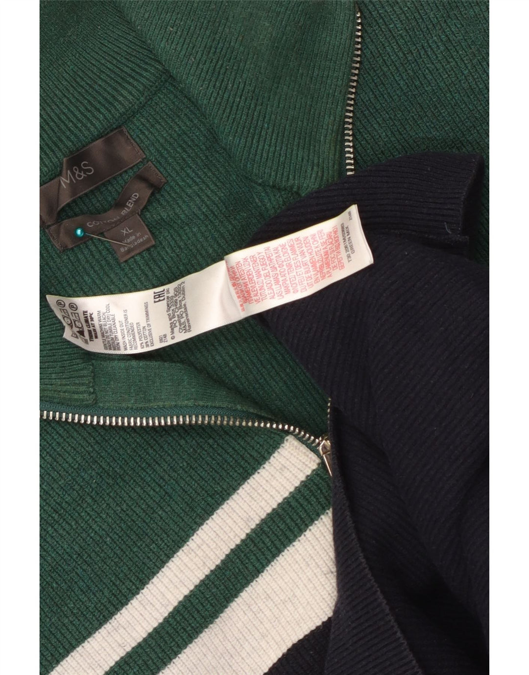 Maglione da uomo Marks & Spencer con zip e collo XL color block blu navy