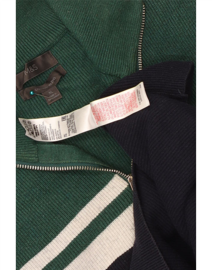 Maglione da uomo Marks & Spencer con zip e collo XL color block blu navy