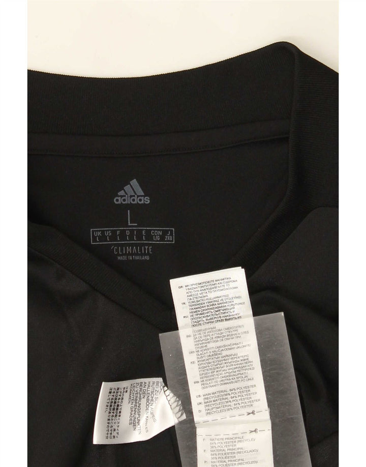 Adidas Uomo Climalite Top Manica Lunga Grande Poliestere a Strisce Nere