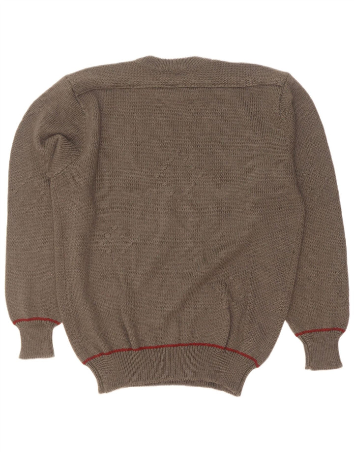 Maglione maglione girocollo da uomo vintage grande kaki argyle/diamante