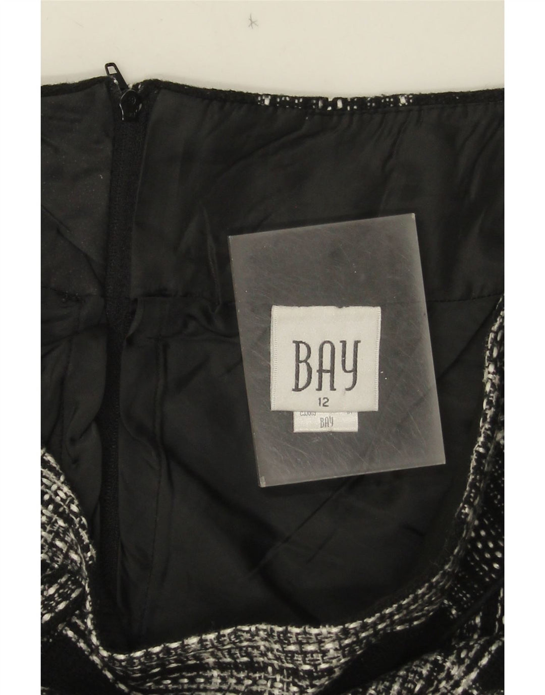 Gonna a trapezio da donna Bay UK 12 media W30 acrilico a quadri nero