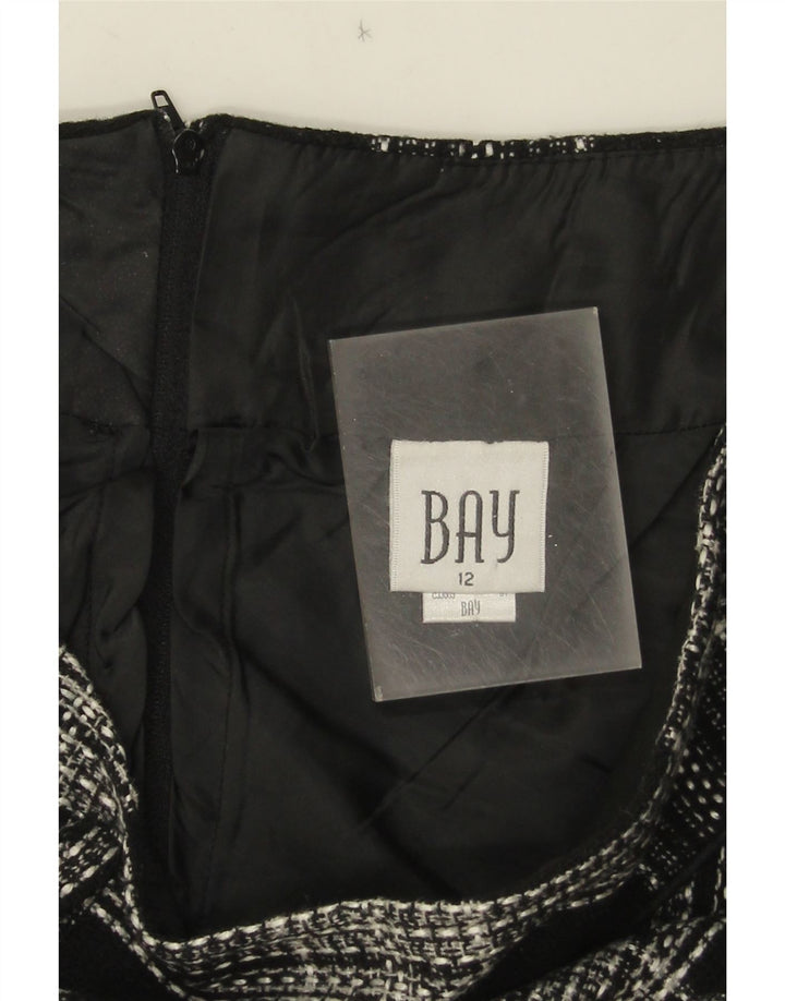 Gonna a trapezio da donna Bay UK 12 media W30 acrilico a quadri nero