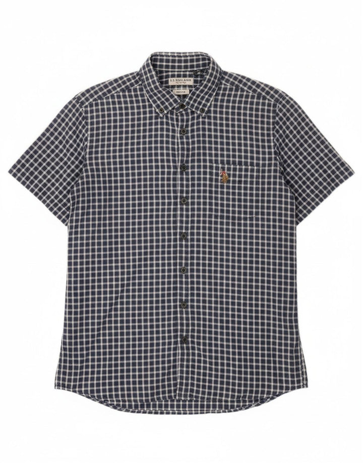 Polo Assn. degli Stati Uniti Camicia da uomo a maniche corte regolare grande a quadretti blu navy