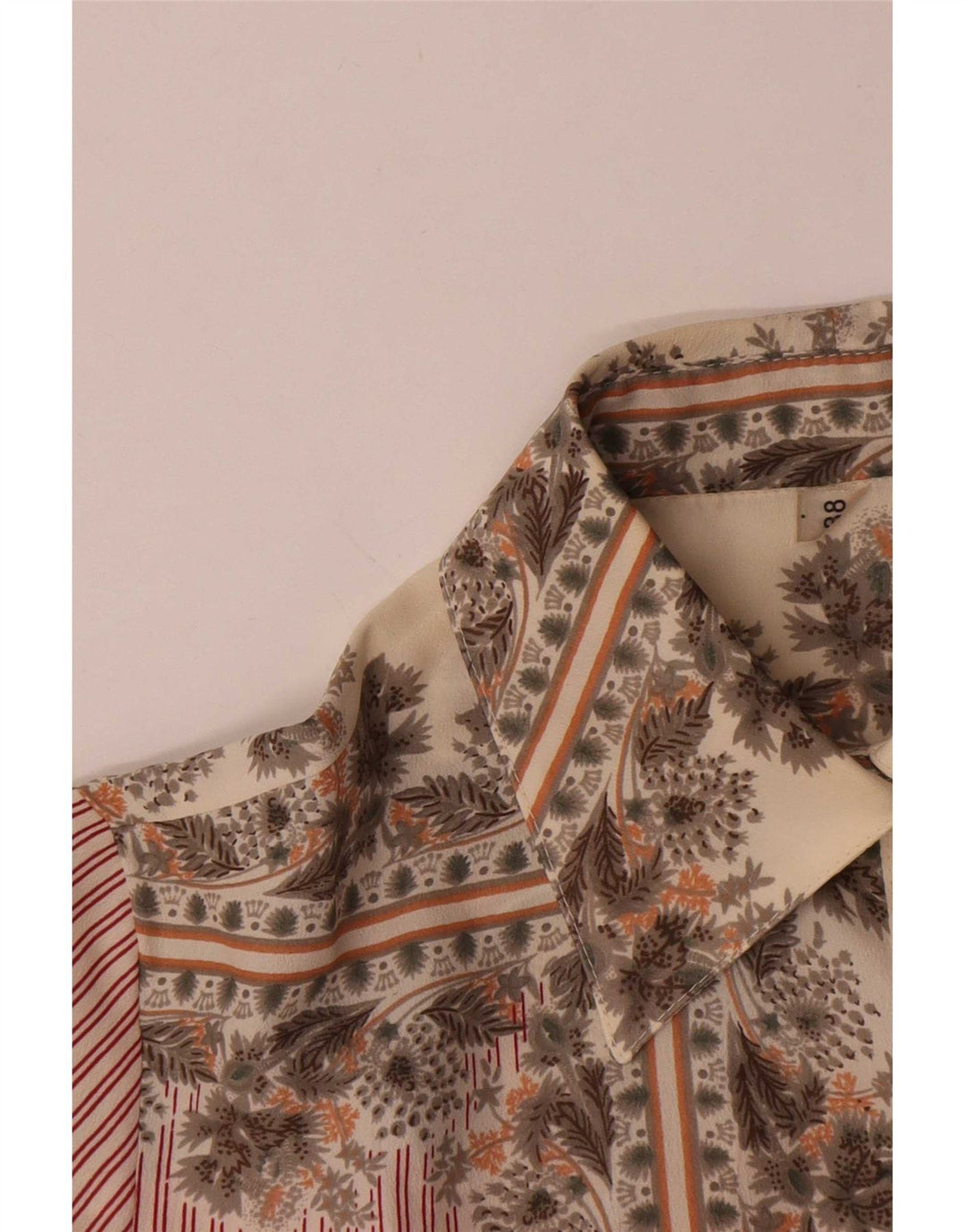 Camicia vintage da donna EU 38 poliestere a righe rosse medie