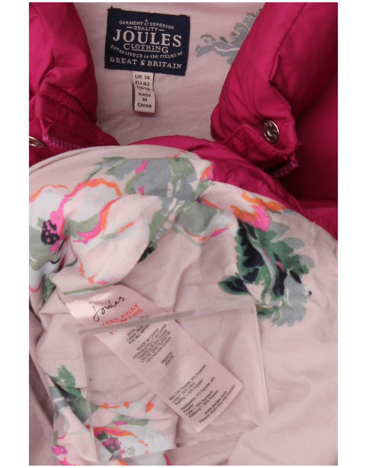 Gilet imbottito da donna Joules UK 14 grande poliestere rosa