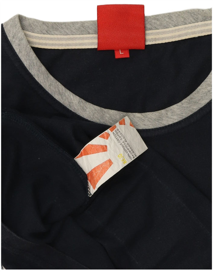 T-shirt grafica da uomo Kejo Top grande in cotone blu navy