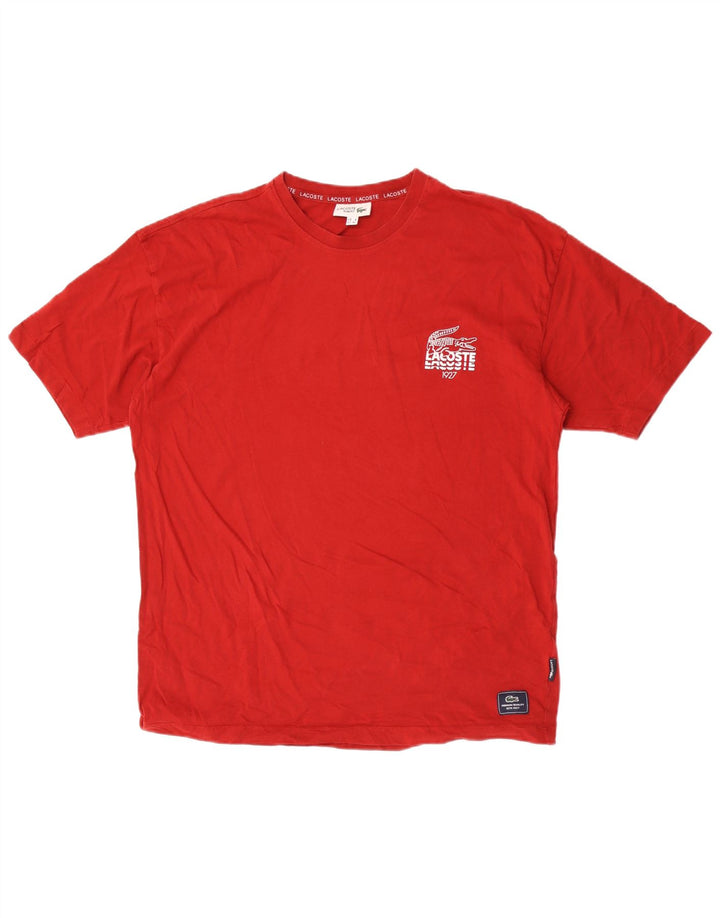 T-shirt da uomo Lacoste taglia superiore 6 XL in cotone rosso
