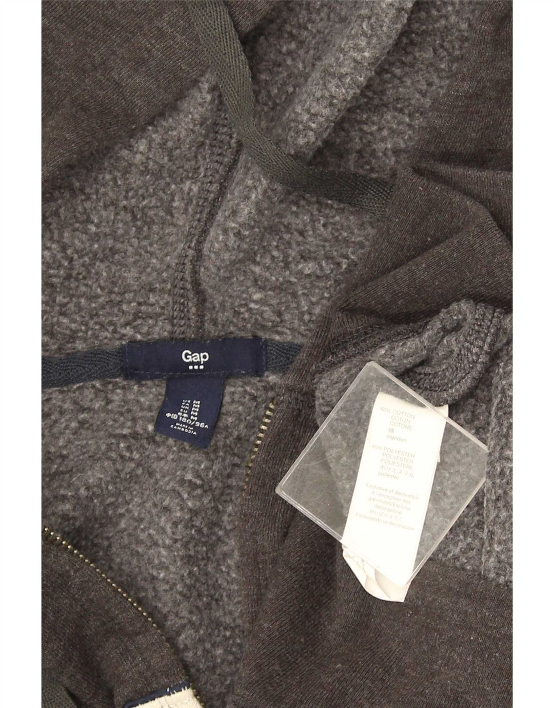 Maglione con cappuccio e zip grafica da uomo Gap in cotone chiazzato grigio medio