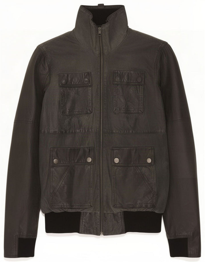 Giacca in pelle oversize da uomo vintage piccola blu navy