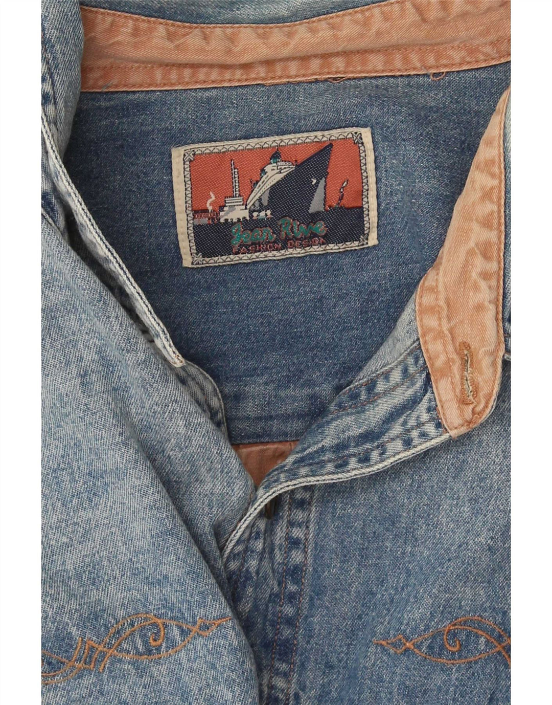 Camicia in denim da uomo Jean Rive XL blu color block