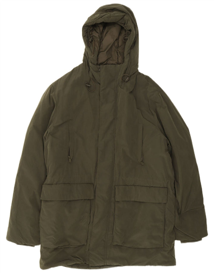 Cappotto imbottito con cappuccio da uomo Zara UK 40 grande verde