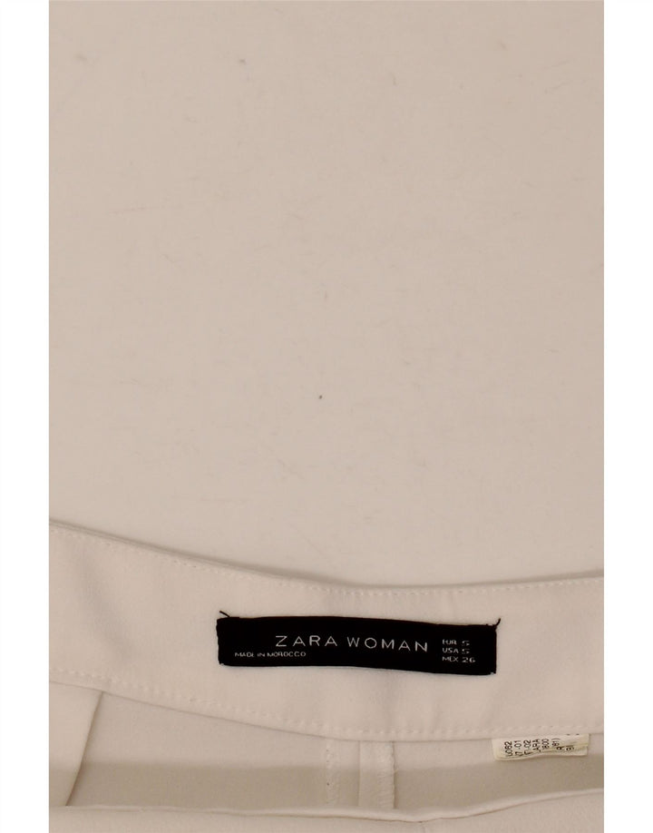 Pantaloni casual svasati da donna Zara piccoli W26 L25 bianchi