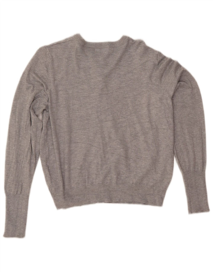 MARKS & SPENCER Maglione cardigan corto da donna UK 14 Viscosa grigio medio