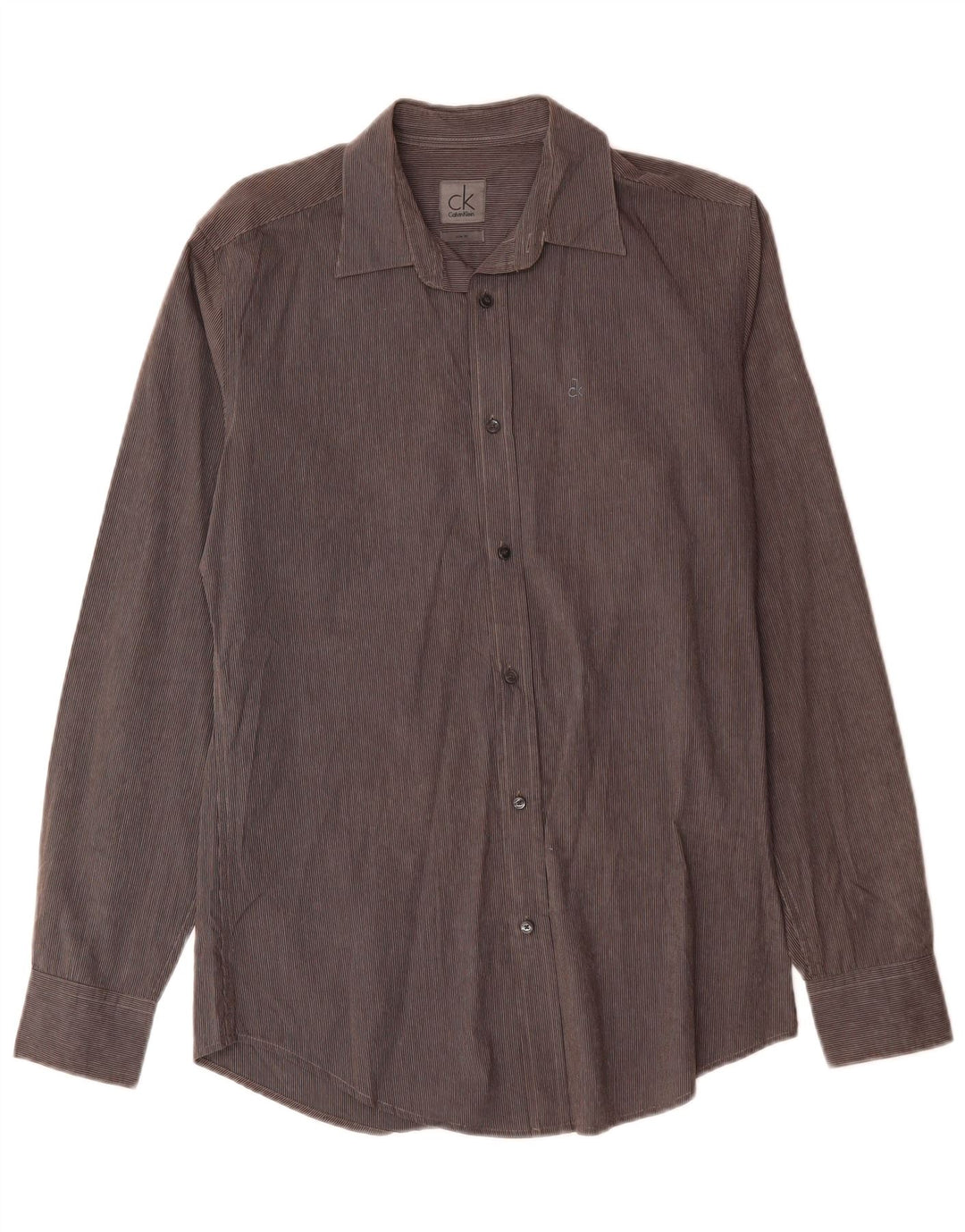 CALVIN KLEIN Camicia da uomo slim fit piccola in cotone gessato grigio