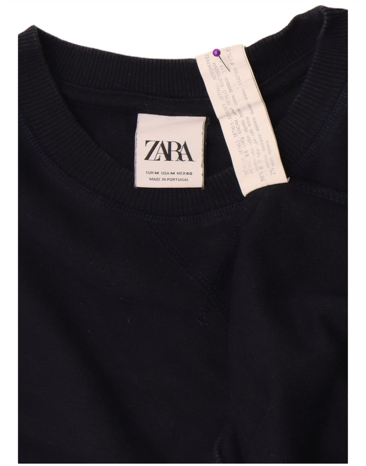 Felpa Zara da uomo in cotone medio blu navy