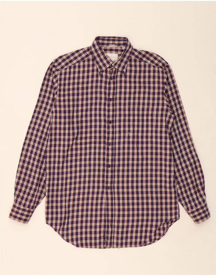 TRUSSARDI Mens Shirt Size 40 15 1/2 Medium Purple Check Vintage Trussardi and Second-Hand Trussardi from Messina Hembry 