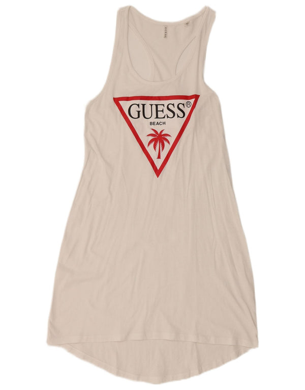 Guess Abito estivo grafico da donna UK 12 Medio Bianco