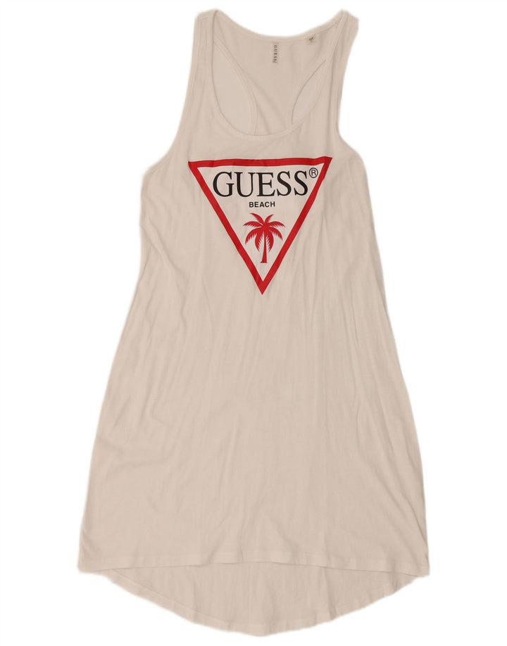 Guess Abito estivo grafico da donna UK 12 Medio Bianco