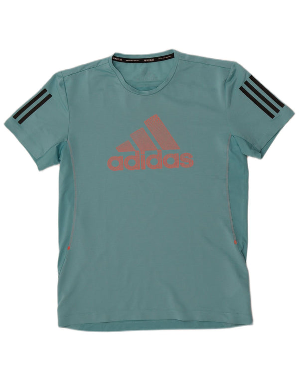 T-shirt grafica da uomo Adidas Aeroready Top in poliestere turchese medio