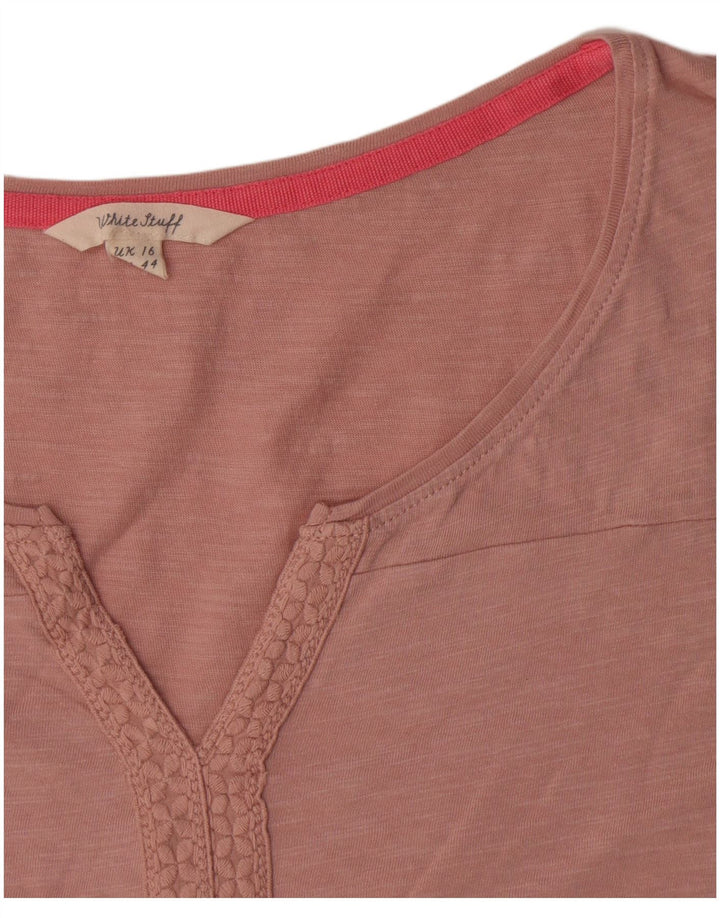 T-shirt da donna White Stuff Top UK 16 grande cotone rosa
