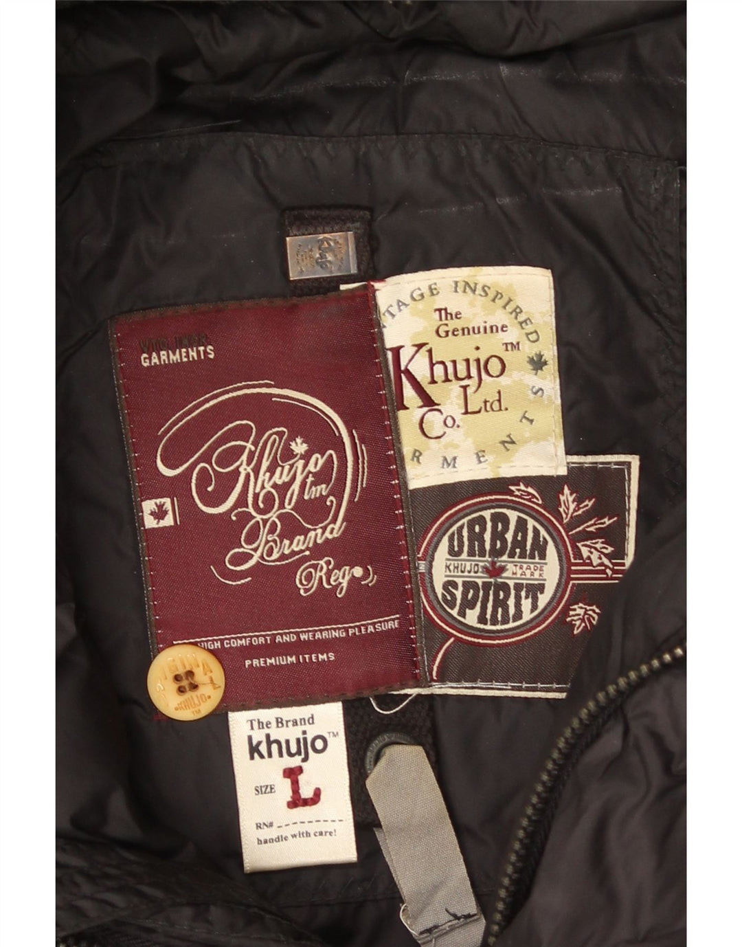 Giacca imbottita con cappuccio da uomo KHUJO UK 40 grande nylon nero