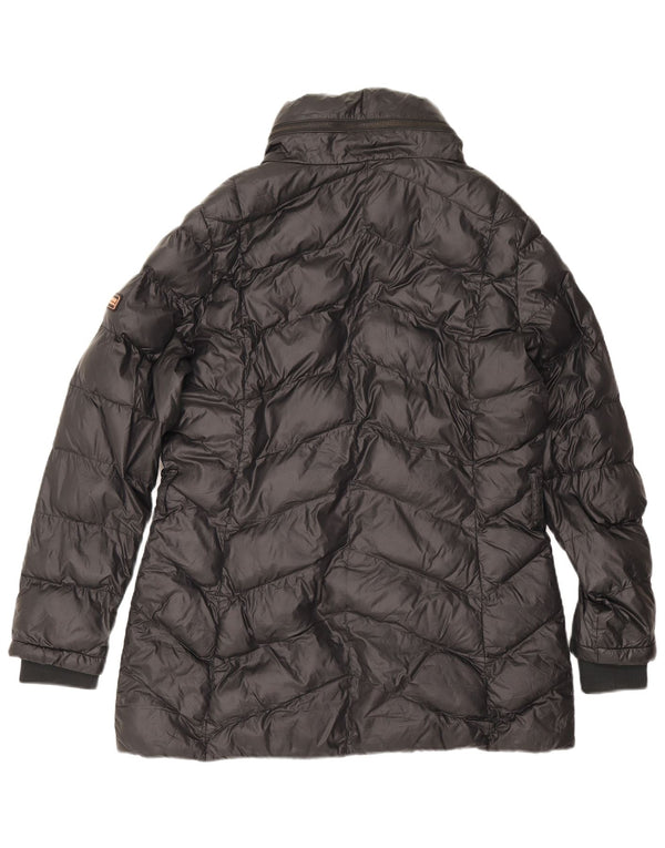 Giacca imbottita con cappuccio da donna Barbour UK 16 grande nera in poliammide