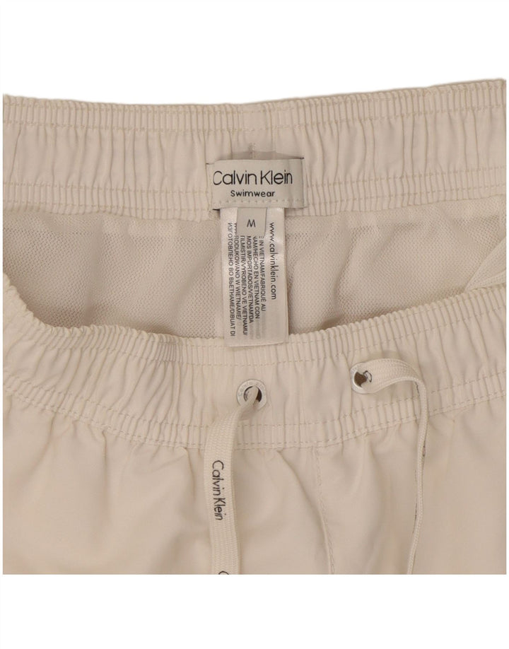 Pantaloncini da bagno grafici da uomo Calvin Klein poliestere bianco medio
