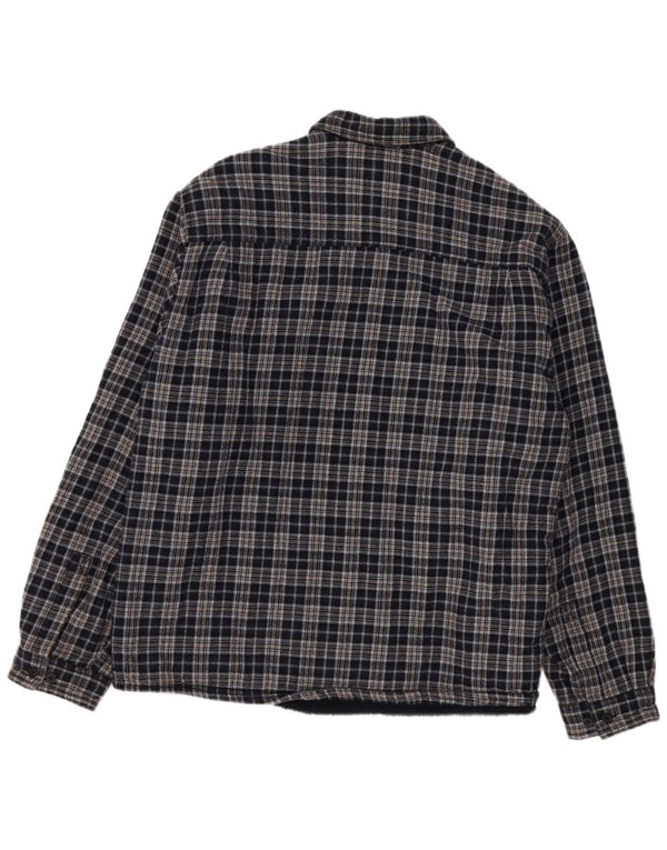 Camicia vintage in flanella da boscaiolo da uomo 2XL in cotone a quadri blu navy