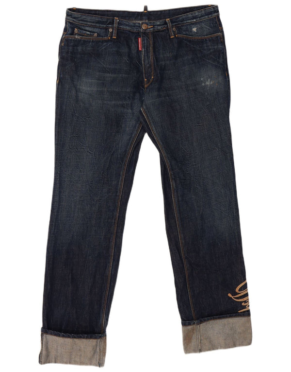 Dsquared2 Jeans dritti con grafica da uomo IT 52 XL W36 L30 Cotone blu navy