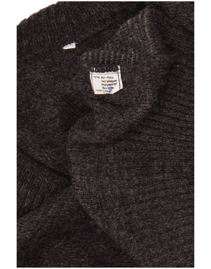 Maglione vintage da uomo con scollo a V IT 52 Grande acrilico geometrico grigio