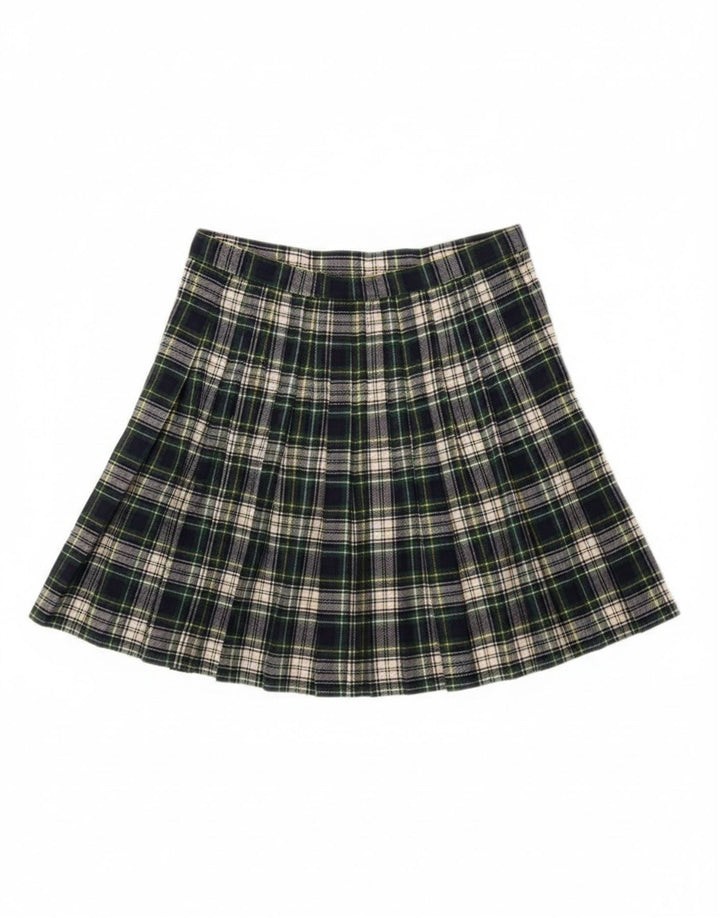 Gonna mini avvolgente da donna vintage W28 scozzese verde medio