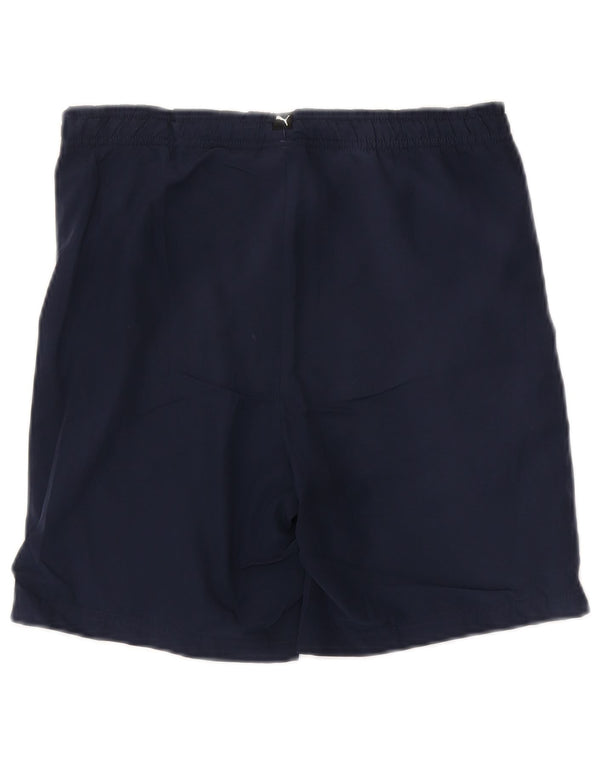Pantaloncini sportivi grafici Puma da ragazzo 13-14 anni in poliestere blu navy