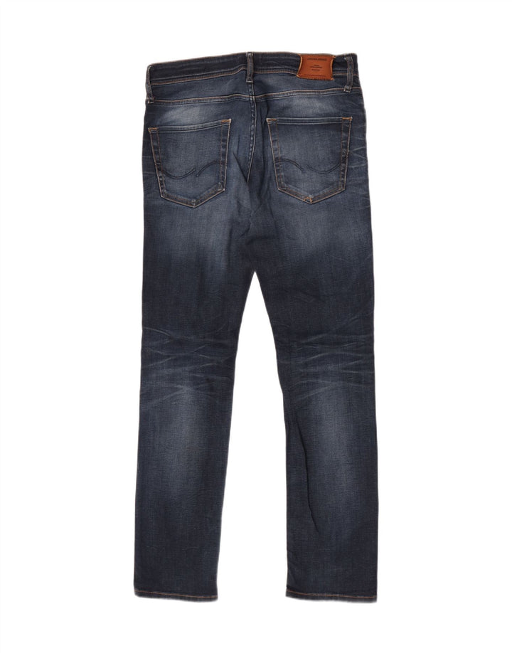 Jack & Jones Uomo Tim Distressed Slim Jeans Dritti W30 L32 Blu Navy