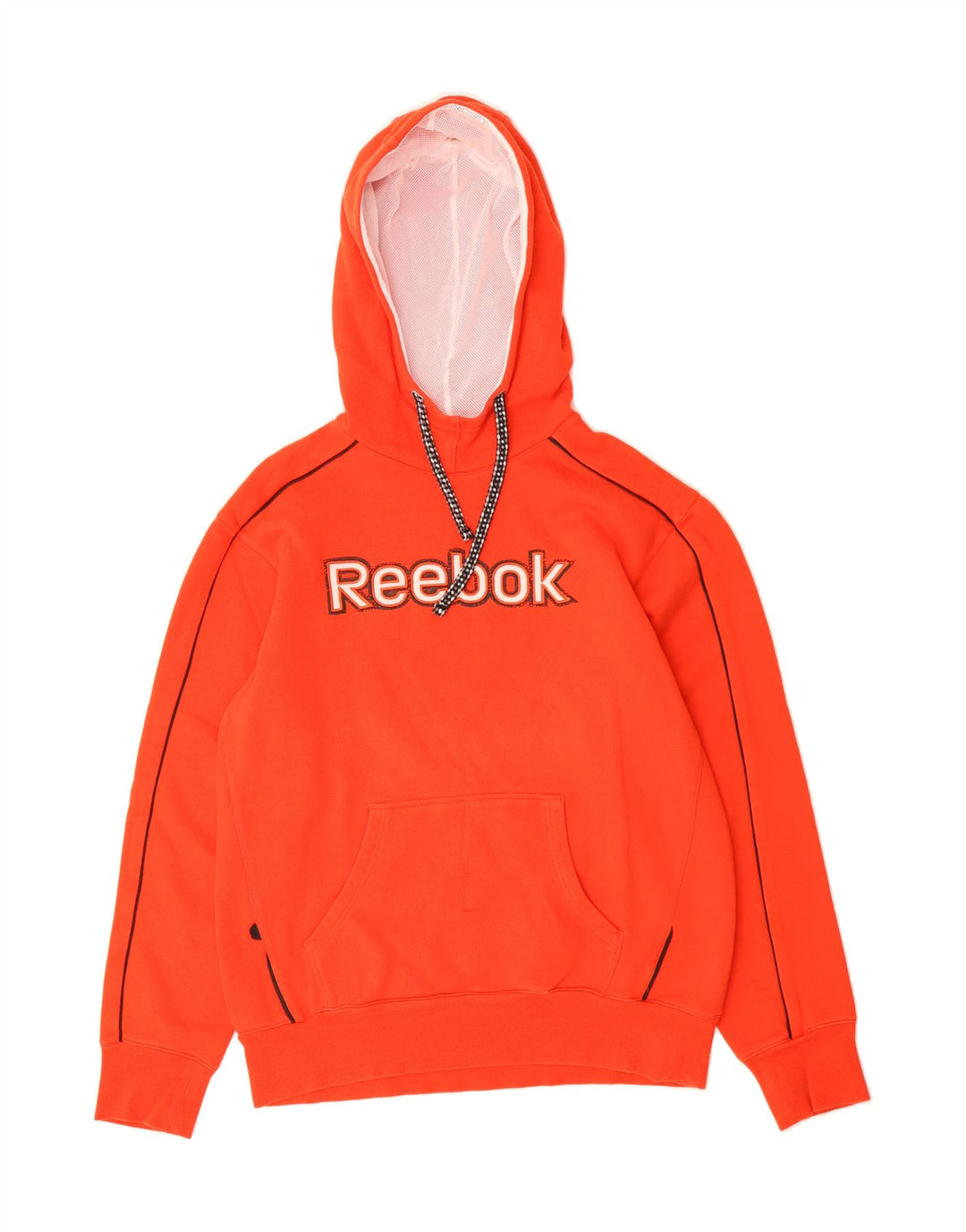 REEBOK Mens Graphic Hoodie Jumper Small Orange Vintage Reebok and Second-Hand Reebok from Messina Hembry 