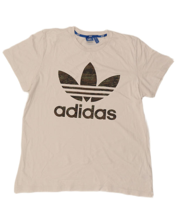 T-shirt grafica da uomo Adidas Top XL in cotone bianco