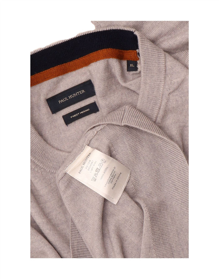 VINTAGE Mens Crew Neck Jumper Sweater XL Grey Wool Vintage Vintage and Second-Hand Vintage from Messina Hembry 