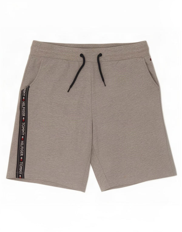 Pantaloncini sportivi grafici da uomo Tommy Hilfiger grandi in cotone color block grigio