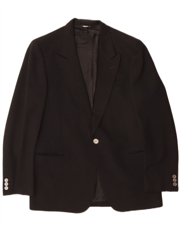 Giacca blazer da uomo a 1 bottone Sergio Valentino IT 50 grande in lana vergine nera