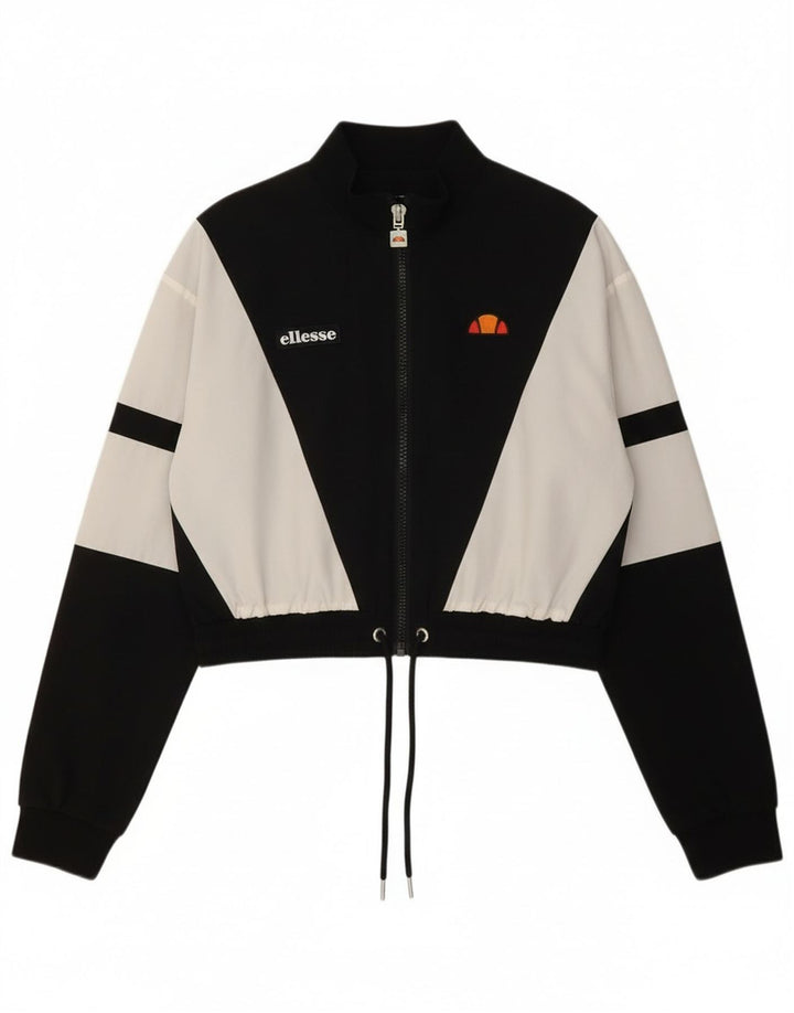 Giacca da ginnastica corta da donna Ellesse UK 10 Small Black Colourblock