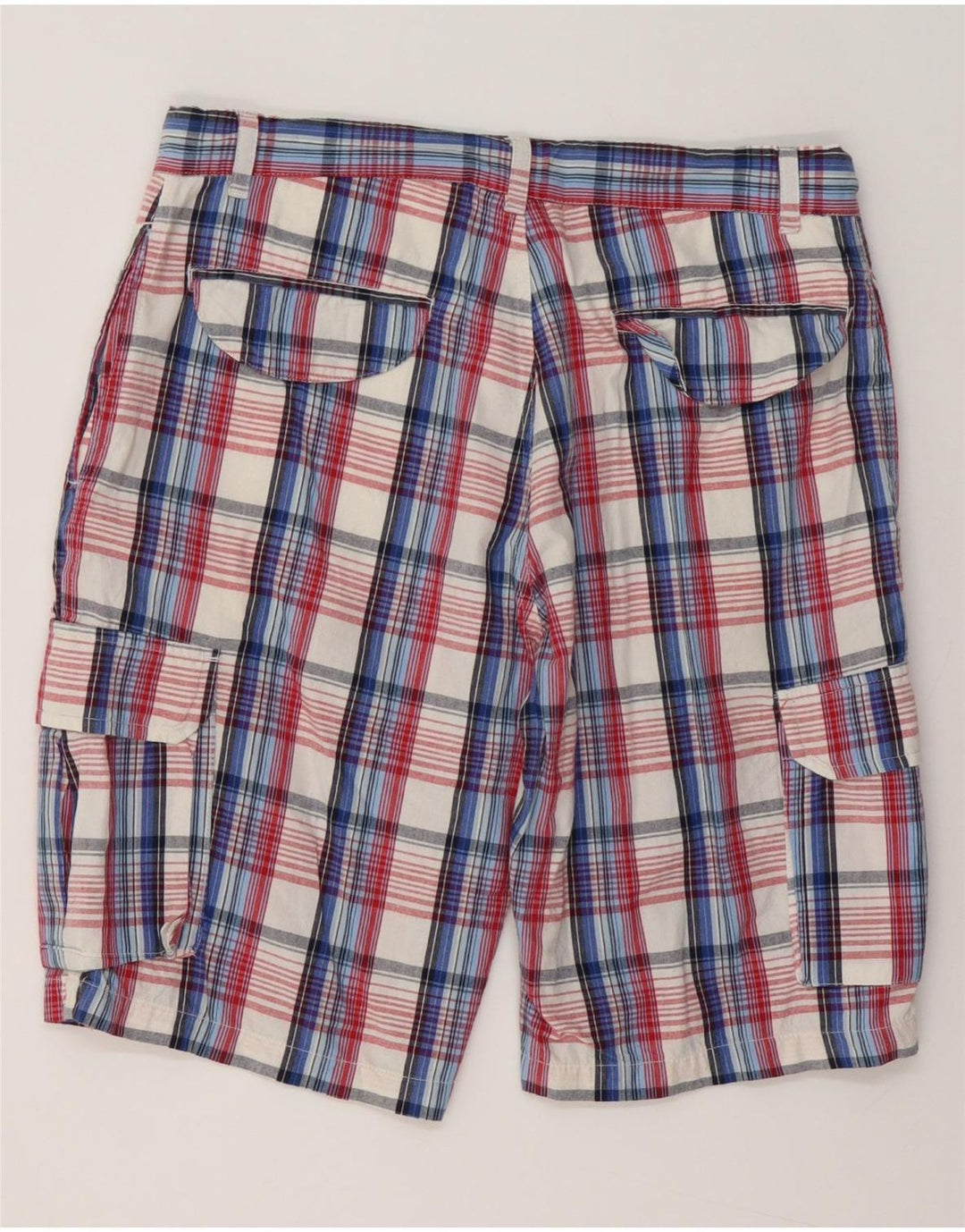 Pantaloncini cargo da uomo Brugi grandi W34 in cotone scozzese blu