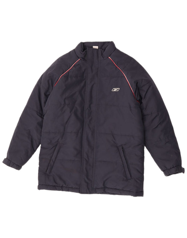 Giacca imbottita con cappuccio Reebok da ragazzo con grafica 13-14 anni XL blu navy in poliestere