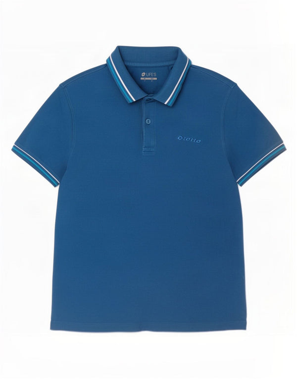 Polo da uomo Lotto Life Large in cotone a righe blu