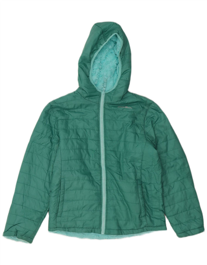 EDDIE BAUER Giacca imbottita con cappuccio per ragazze 13-14 anni Large Verde Poliestere
