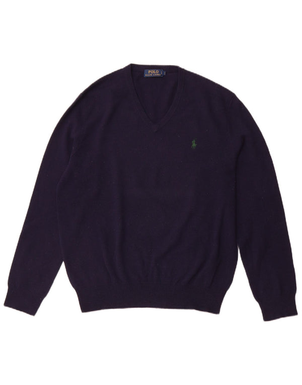 POLO RALPH LAUREN Maglione da uomo con scollo a V in lana merino medio blu navy