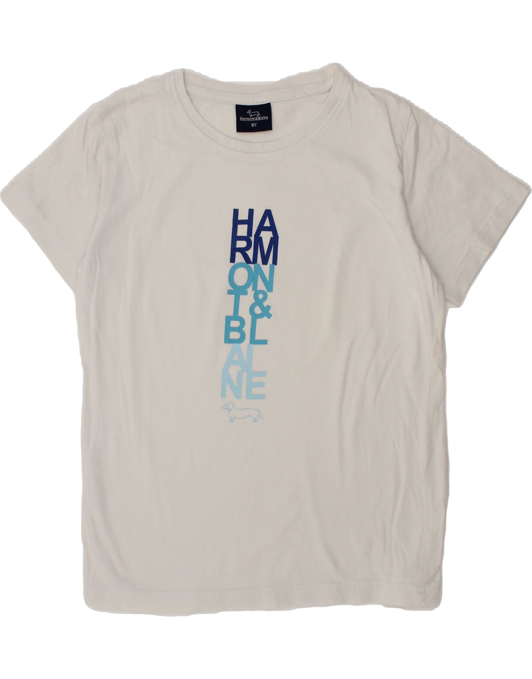 HARMONT & BLAINE Boys Graphic T-Shirt Top 7-8 Years White Vintage Harmont & Blaine and Second-Hand Harmont & Blaine from Messina Hembry 